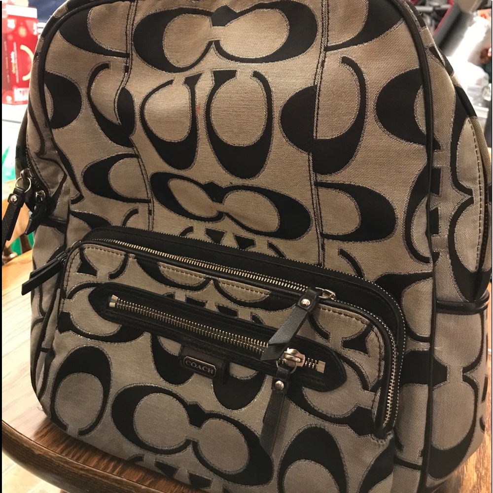 Coach backpack metallic outline stitch